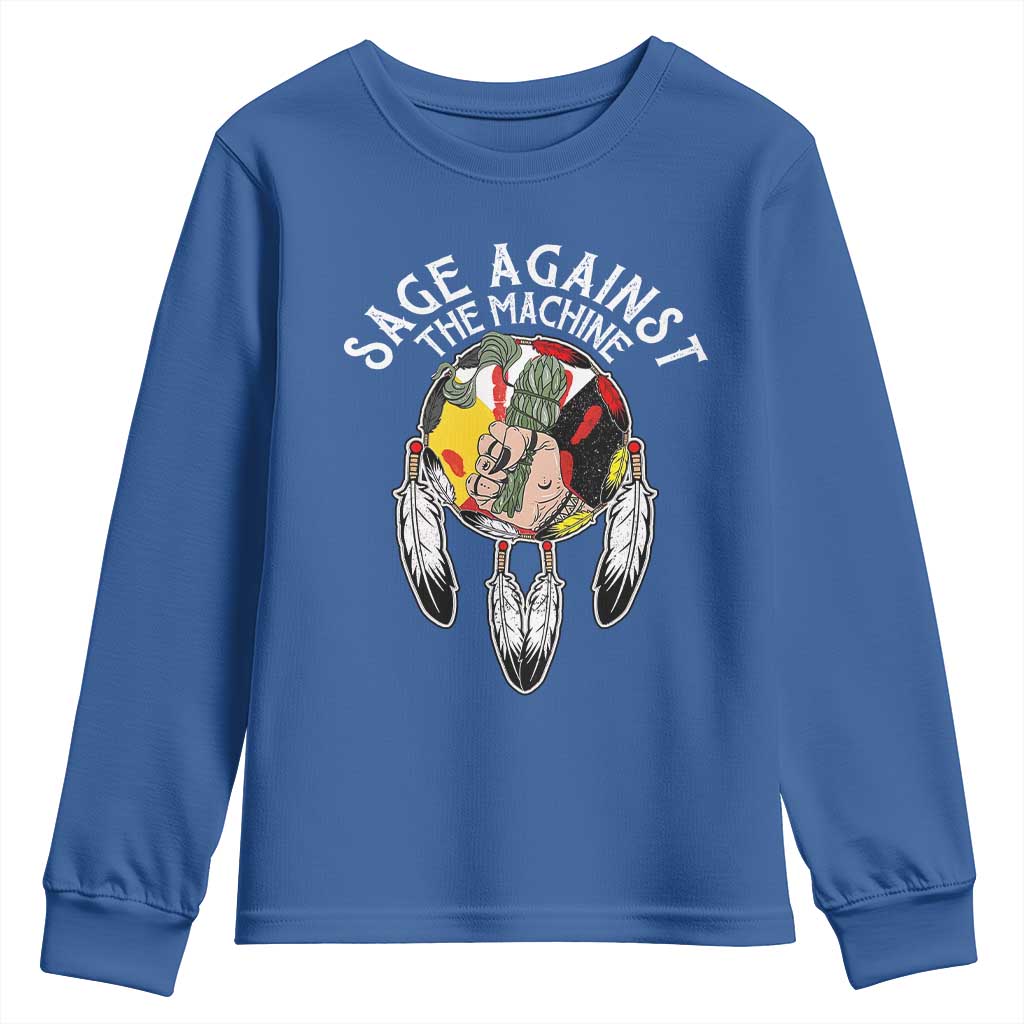 Funny Sage Against The Machine Youth Sweatshirt Native American Sage Medicine Wheel TS11 Royal Blue Print Your Wear