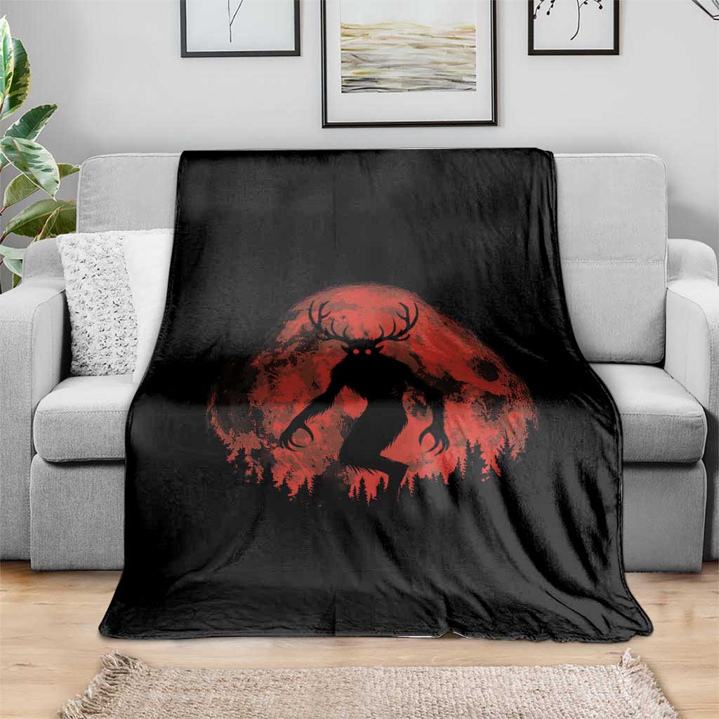 Wendigo Monster Throw Blanket Skinwalker Night Stroll Cryptid Full Moon Evil Monster TS11 Print Your Wear