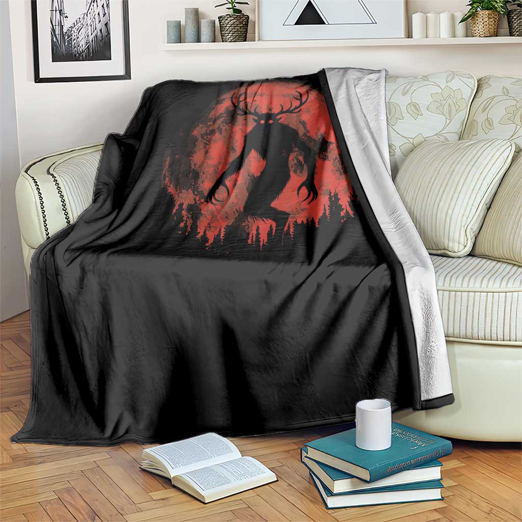 Wendigo Monster Throw Blanket Skinwalker Night Stroll Cryptid Full Moon Evil Monster TS11 Print Your Wear