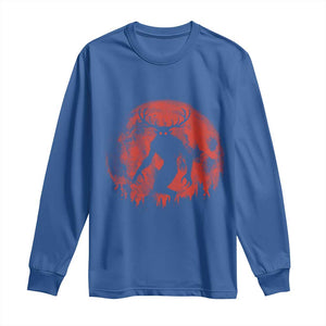 Wendigo Monster Long Sleeve Shirt Skinwalker Night Stroll Cryptid Full Moon Evil Monster TS11 Royal Blue Print Your Wear