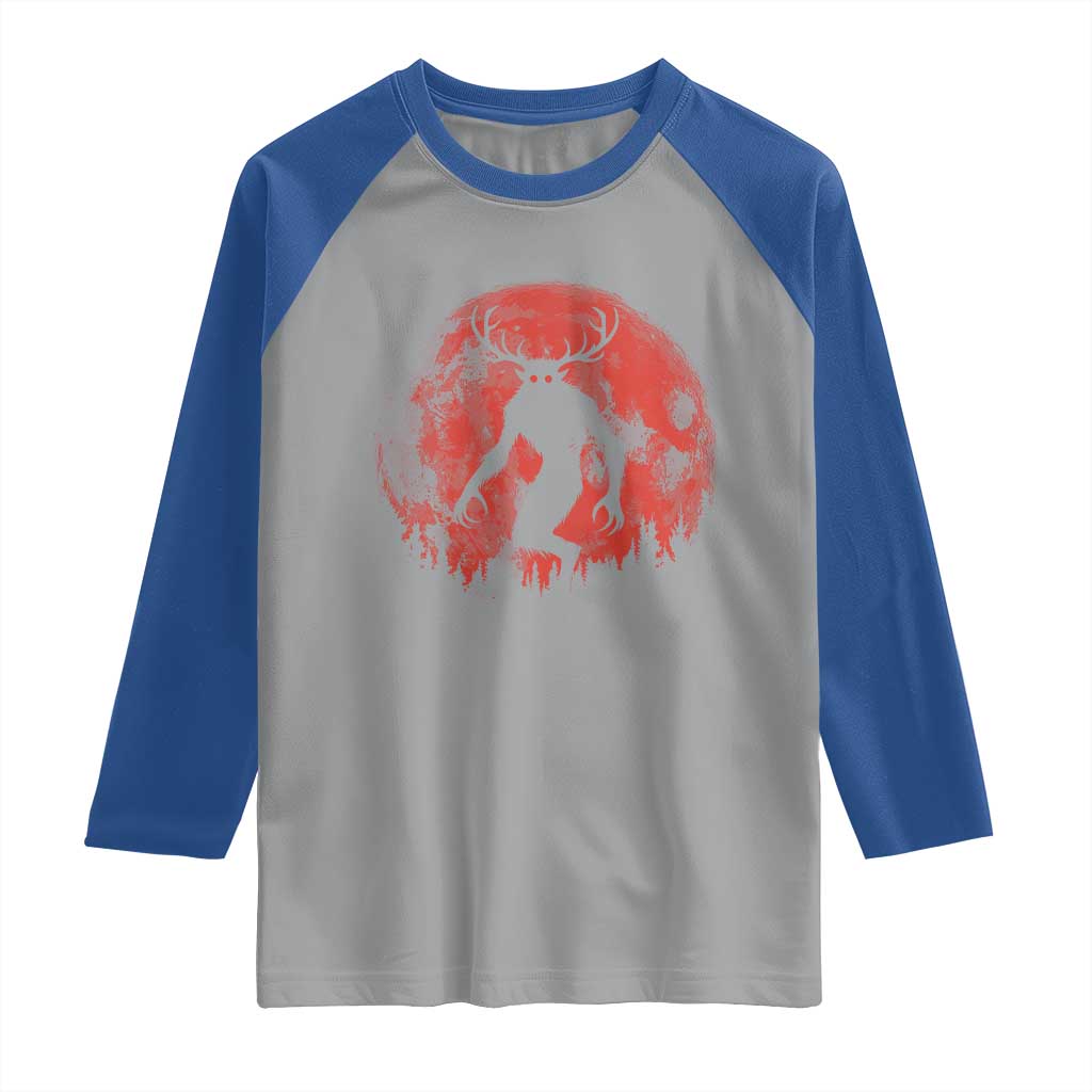 Wendigo Monster Raglan Shirt Skinwalker Night Stroll Cryptid Full Moon Evil Monster TS11 Sport Gray Royal Print Your Wear