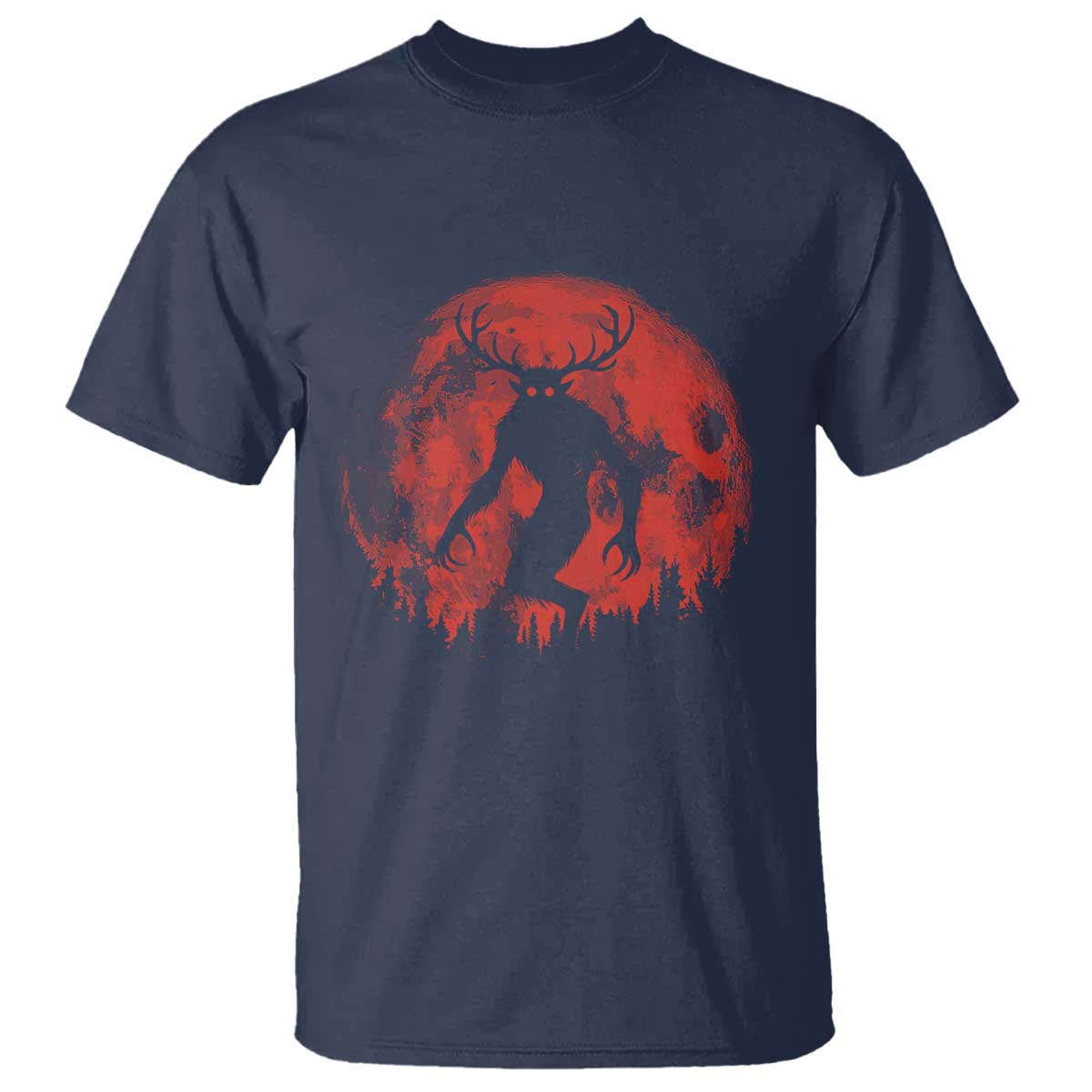 Wendigo Monster T Shirt Skinwalker Night Stroll Cryptid Full Moon Evil Monster TS11 Navy Print Your Wear