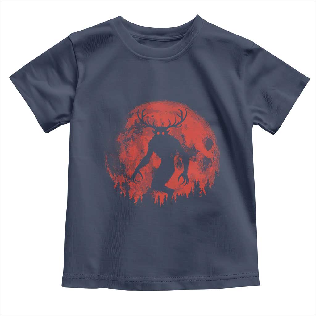 Wendigo Monster Toddler T Shirt Skinwalker Night Stroll Cryptid Full Moon Evil Monster TS11 Navy Print Your Wear