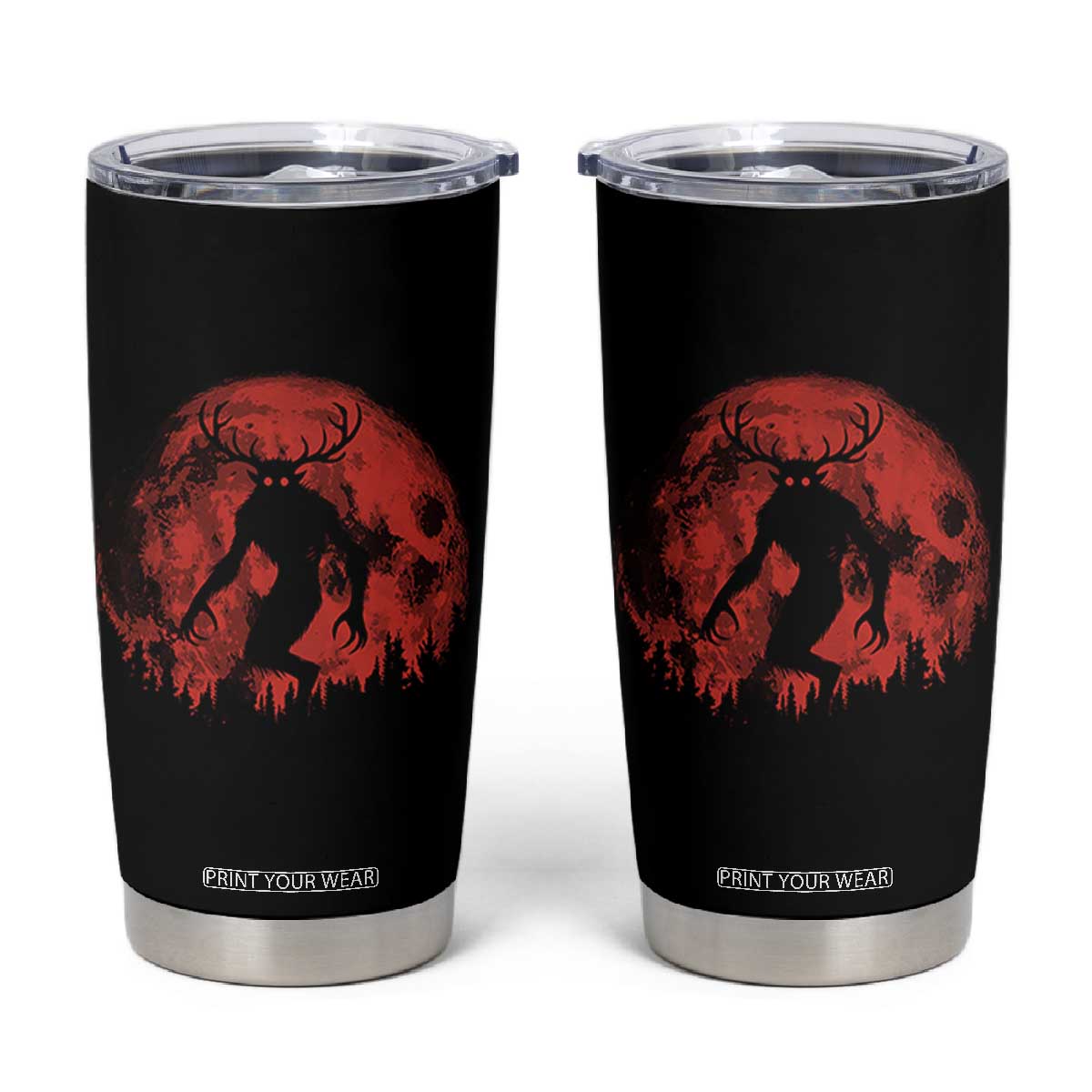 Wendigo Monster Tumbler Cup Skinwalker Night Stroll Cryptid Full Moon Evil Monster TS11 Black Print Your Wear