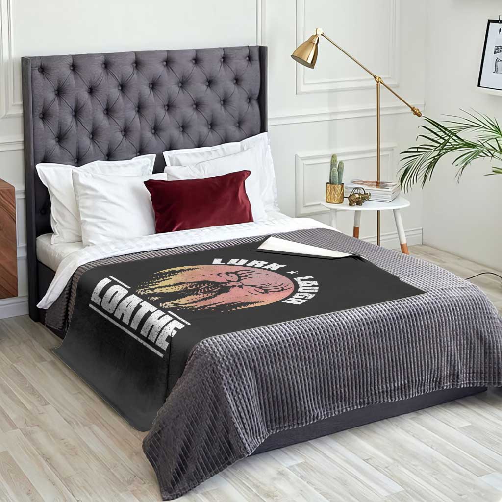 Funny Wendigo Cryptid Lurk Laugh Loathe Throw Blanket TS11 Print Your Wear