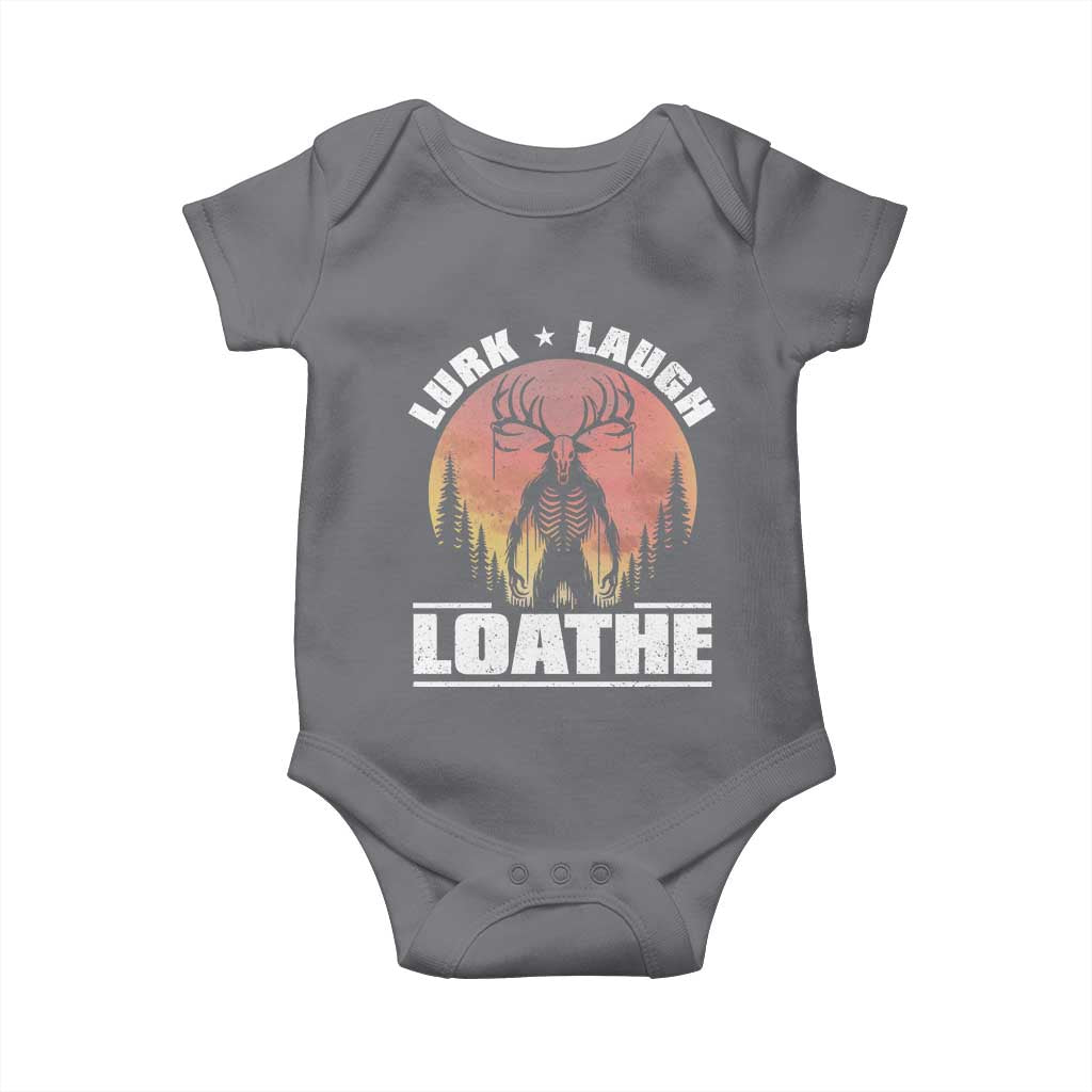 Funny Wendigo Cryptid Lurk Laugh Loathe Baby Onesie TS11 Charcoal Print Your Wear