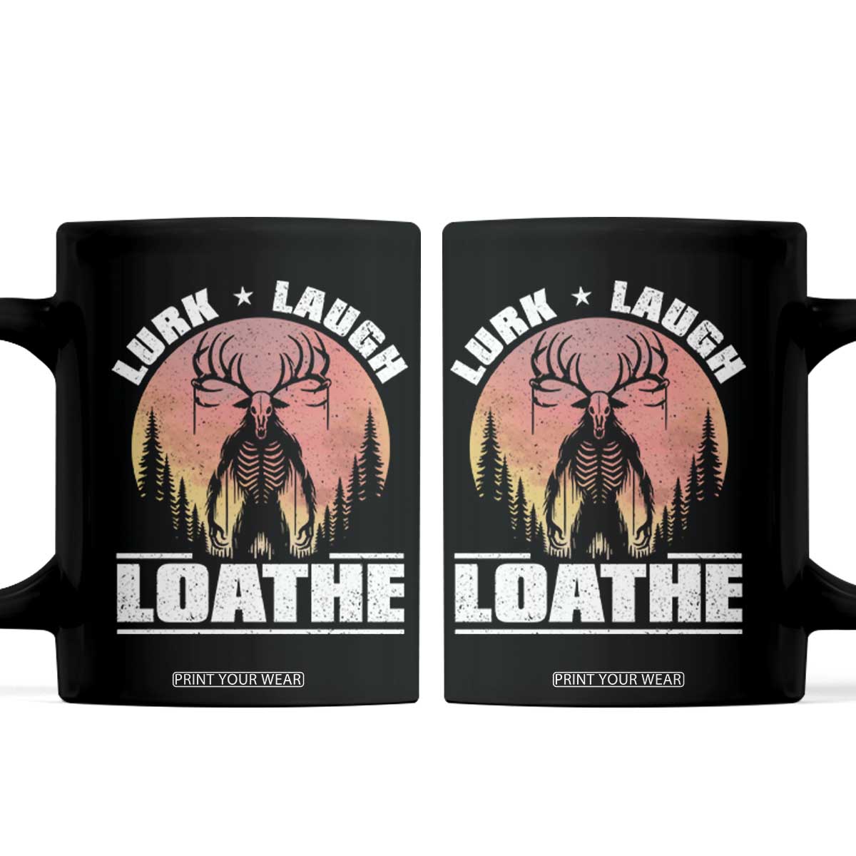 Funny Wendigo Cryptid Lurk Laugh Loathe Coffee Mug TS11 Black Print Your Wear