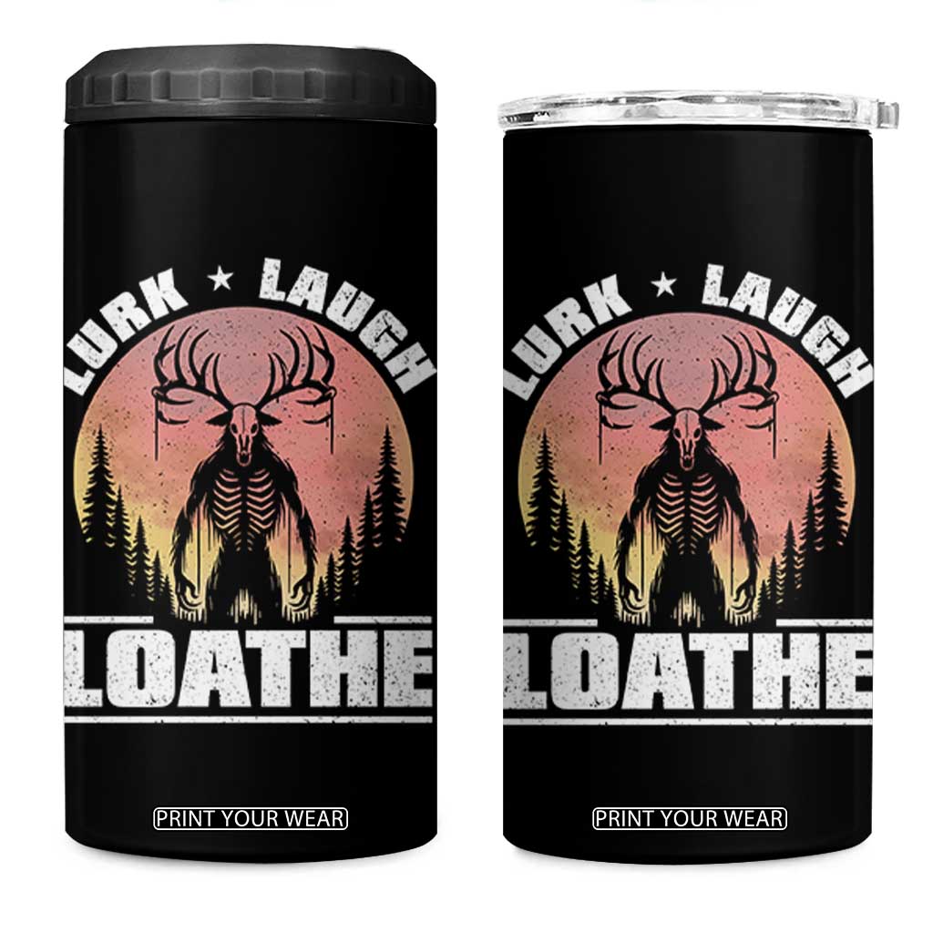 Funny Wendigo Cryptid Lurk Laugh Loathe 4 in 1 Can Cooler Tumbler TS11 One Size: 16 oz Black Print Your Wear