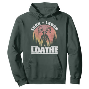 Funny Wendigo Cryptid Lurk Laugh Loathe Hoodie TS11 Dark Forest Green Print Your Wear