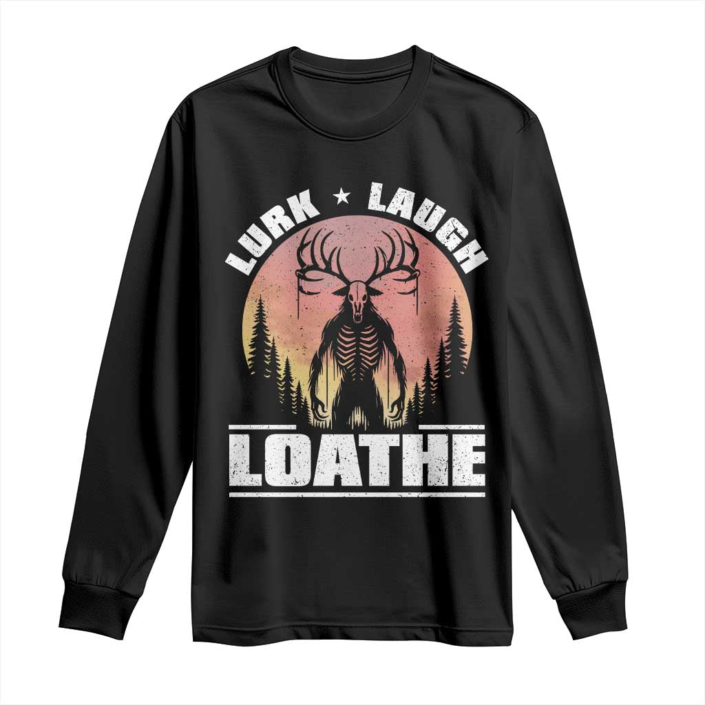 Funny Wendigo Cryptid Lurk Laugh Loathe Long Sleeve Shirt TS11 Black Print Your Wear