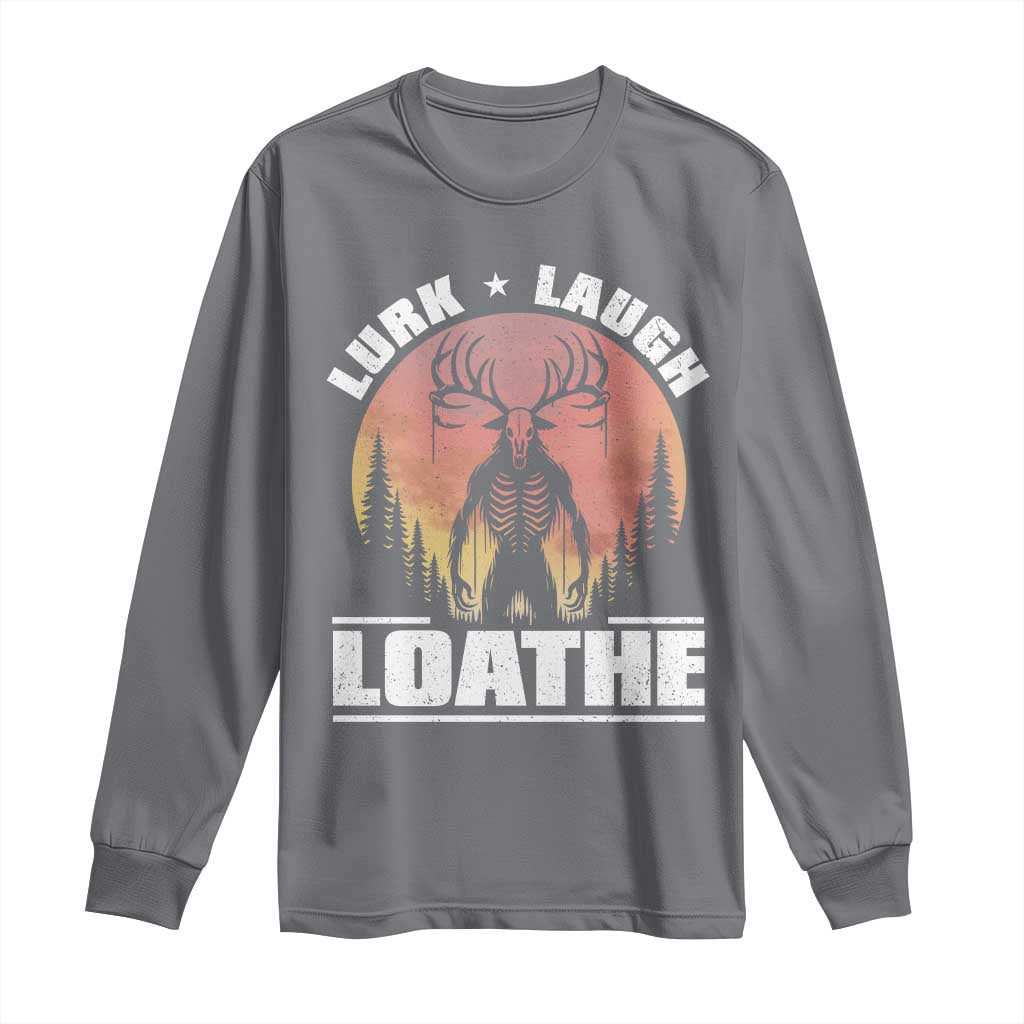 Funny Wendigo Cryptid Lurk Laugh Loathe Long Sleeve Shirt TS11 Charcoal Print Your Wear