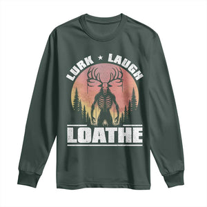 Funny Wendigo Cryptid Lurk Laugh Loathe Long Sleeve Shirt TS11 Dark Forest Green Print Your Wear