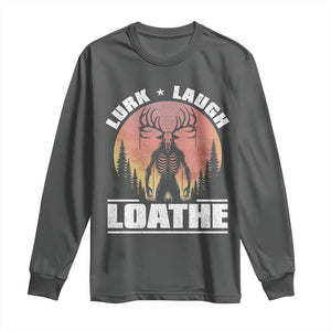 Funny Wendigo Cryptid Lurk Laugh Loathe Long Sleeve Shirt TS11 Dark Heather Print Your Wear