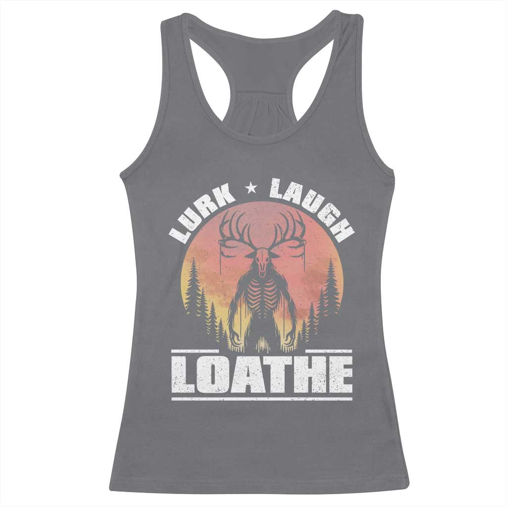 Funny Wendigo Cryptid Lurk Laugh Loathe Racerback Tank Top TS11 Charcoal Print Your Wear