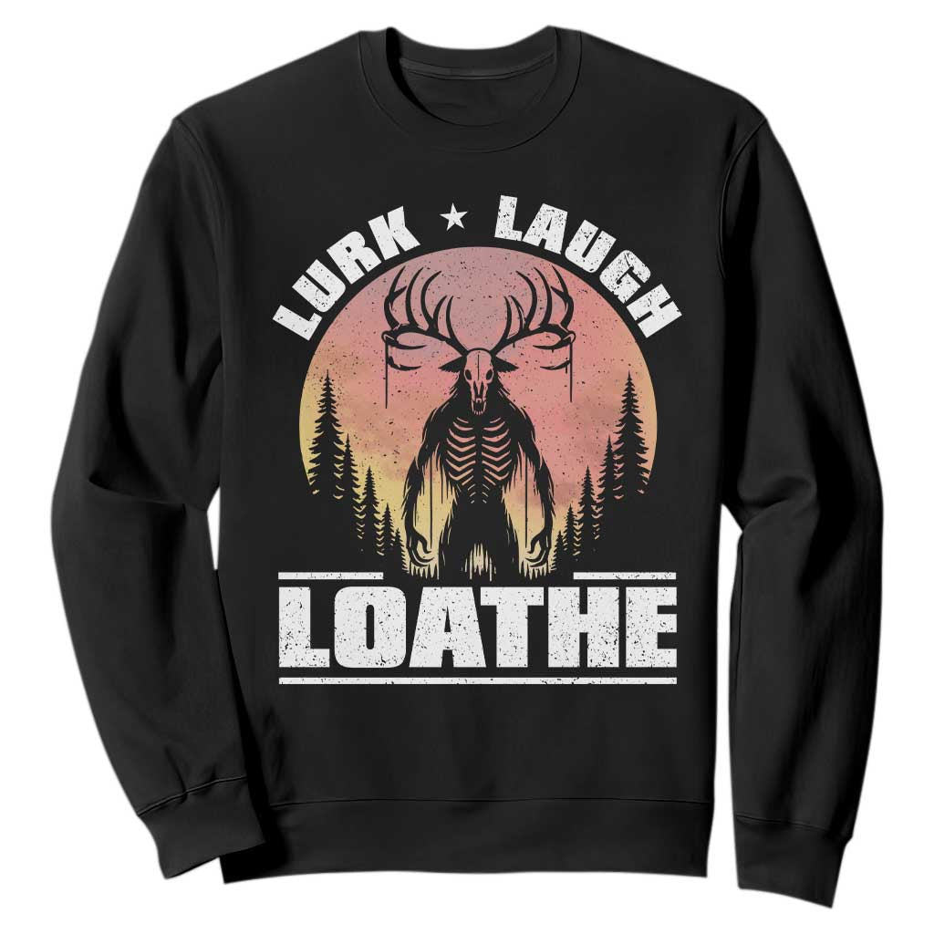 Funny Wendigo Cryptid Lurk Laugh Loathe Sweatshirt TS11 Black Print Your Wear