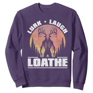 Funny Wendigo Cryptid Lurk Laugh Loathe Sweatshirt TS11 Purple Print Your Wear