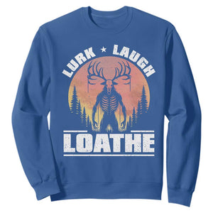 Funny Wendigo Cryptid Lurk Laugh Loathe Sweatshirt TS11 Royal Blue Print Your Wear