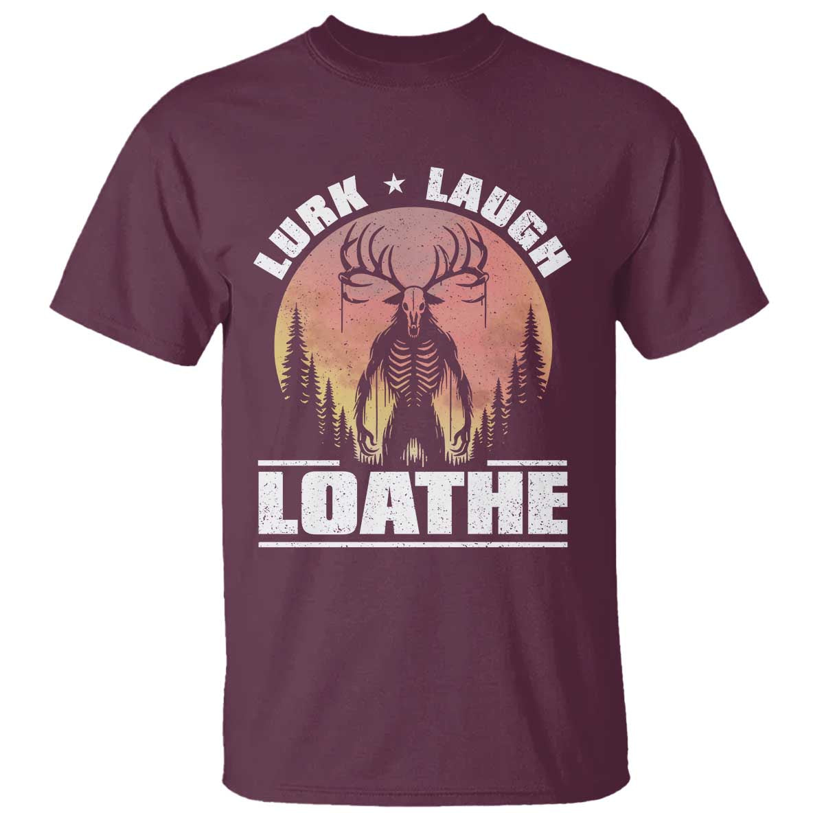 Funny Wendigo Cryptid Lurk Laugh Loathe T Shirt TS11 Maroon Print Your Wear