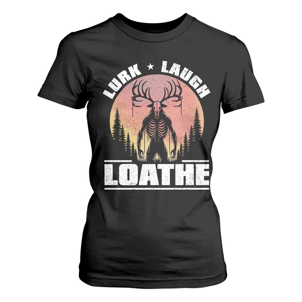 Funny Wendigo Cryptid Lurk Laugh Loathe T Shirt For Women TS11 Black Print Your Wear