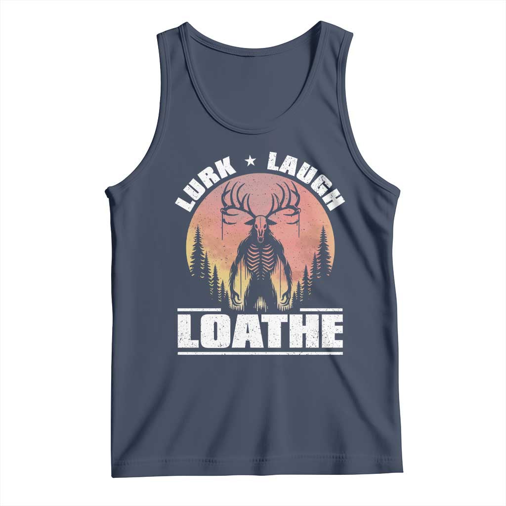 Funny Wendigo Cryptid Lurk Laugh Loathe Tank Top TS11 Navy Print Your Wear