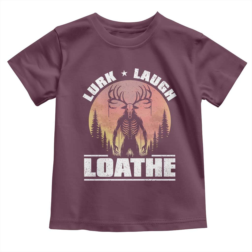 Funny Wendigo Cryptid Lurk Laugh Loathe Toddler T Shirt TS11 Maroon Print Your Wear