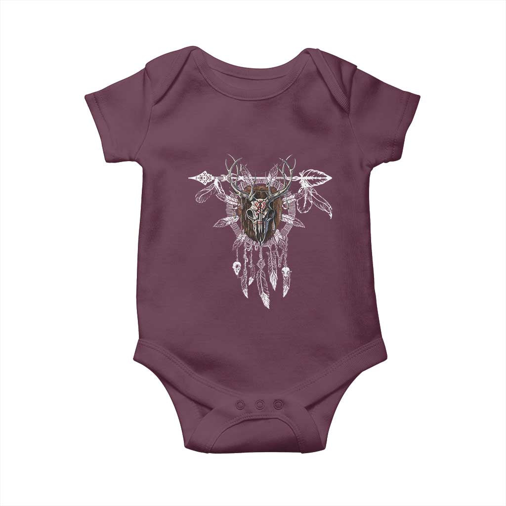 Native American Wendigo Monster Skinwalker Dreamcatcher Baby Onesie TS11 Maroon Print Your Wear