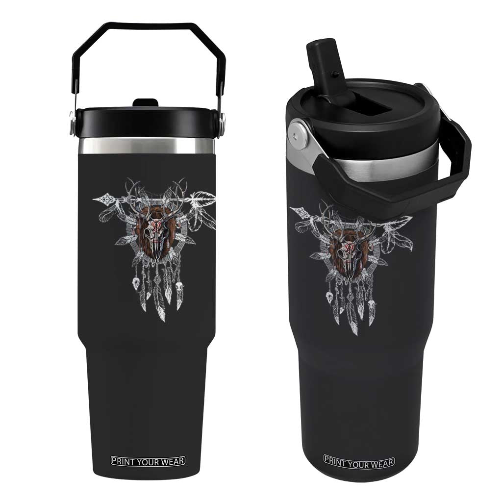 Native American Wendigo Monster Skinwalker Dreamcatcher Flip Straw Tumbler TS11 One Size: 30 oz Black Print Your Wear