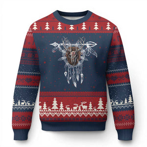 Native American Wendigo Monster Skinwalker Dreamcatcher Ugly Christmas Sweater - Print Your Wear