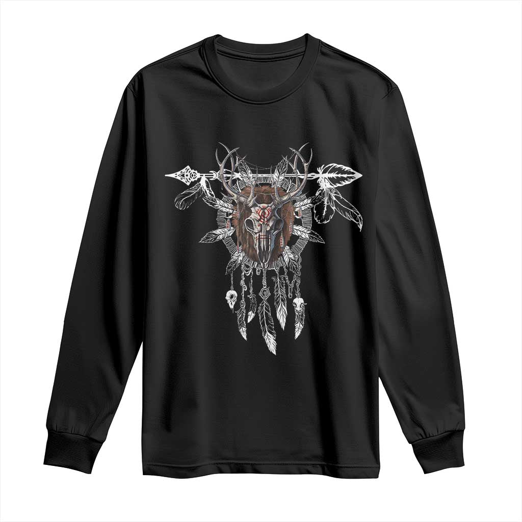 Native American Wendigo Monster Skinwalker Dreamcatcher Long Sleeve Shirt TS11 Black Print Your Wear