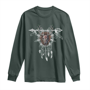 Native American Wendigo Monster Skinwalker Dreamcatcher Long Sleeve Shirt TS11 Dark Forest Green Print Your Wear