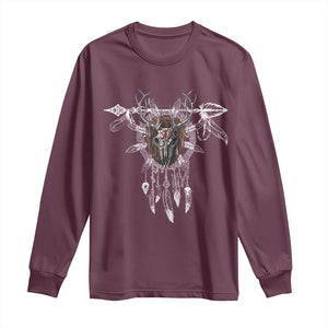 Native American Wendigo Monster Skinwalker Dreamcatcher Long Sleeve Shirt TS11 Maroon Print Your Wear