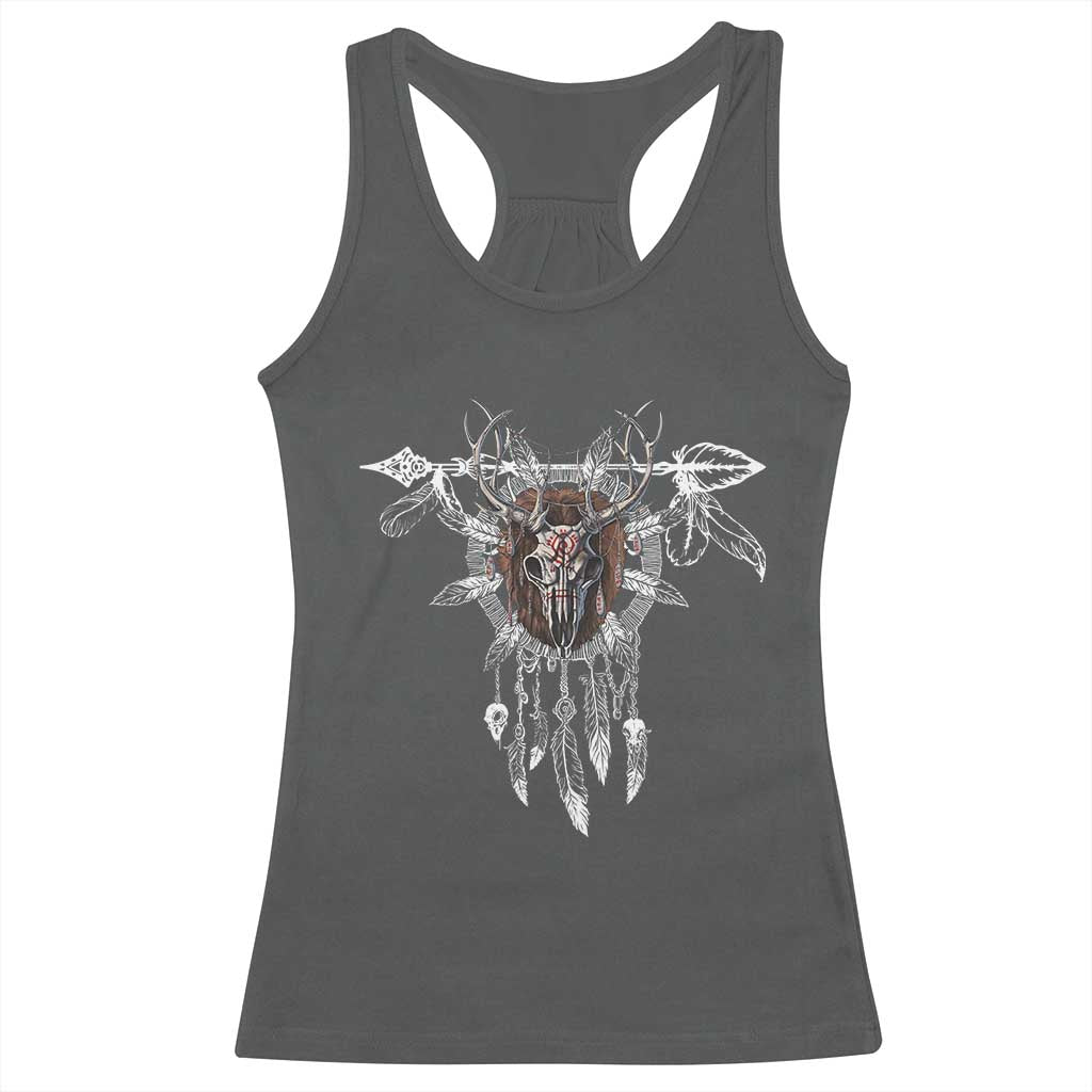 Native American Wendigo Monster Skinwalker Dreamcatcher Racerback Tank Top TS11 Dark Heather Print Your Wear