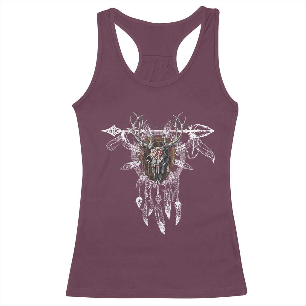 Native American Wendigo Monster Skinwalker Dreamcatcher Racerback Tank Top TS11 Maroon Print Your Wear