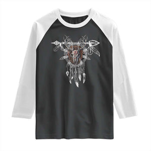 Native American Wendigo Monster Skinwalker Dreamcatcher Raglan Shirt TS11 Black White Print Your Wear