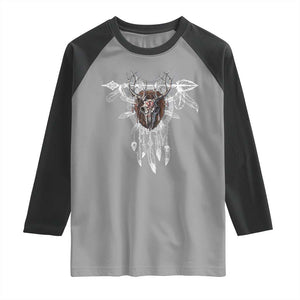 Native American Wendigo Monster Skinwalker Dreamcatcher Raglan Shirt TS11 Sport Gray Black Print Your Wear