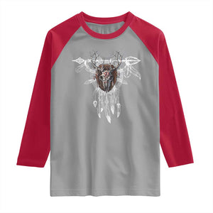 Native American Wendigo Monster Skinwalker Dreamcatcher Raglan Shirt TS11 Sport Gray Red Print Your Wear