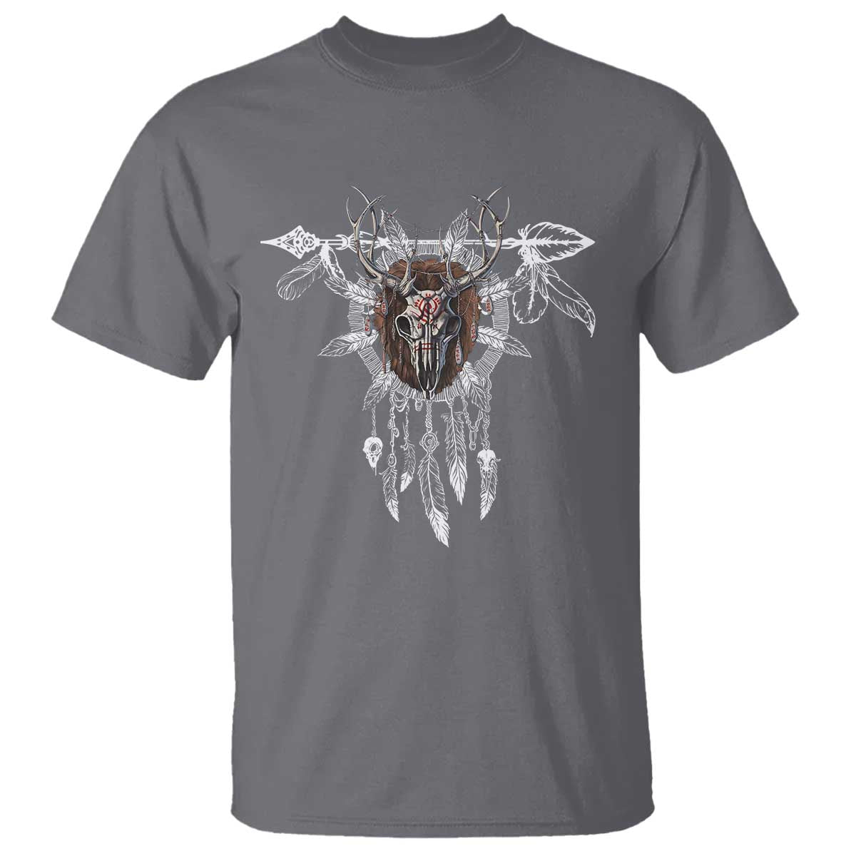 Native American Wendigo Monster Skinwalker Dreamcatcher T Shirt TS11 Charcoal Print Your Wear