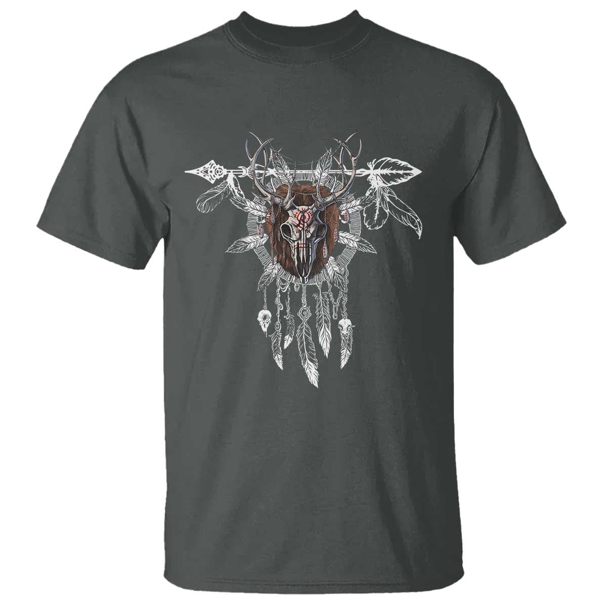 Native American Wendigo Monster Skinwalker Dreamcatcher T Shirt TS11 Dark Heather Print Your Wear
