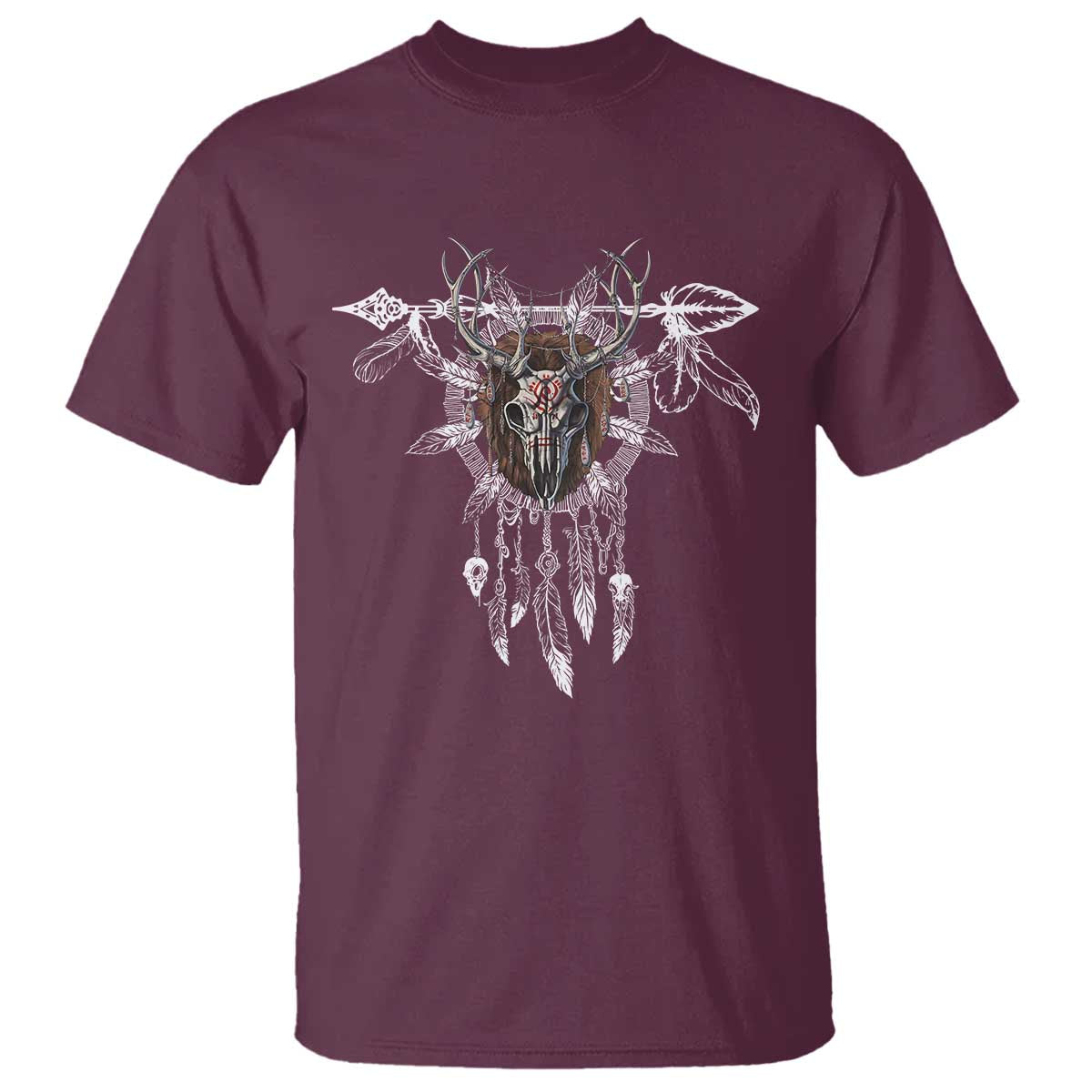 Native American Wendigo Monster Skinwalker Dreamcatcher T Shirt TS11 Maroon Print Your Wear