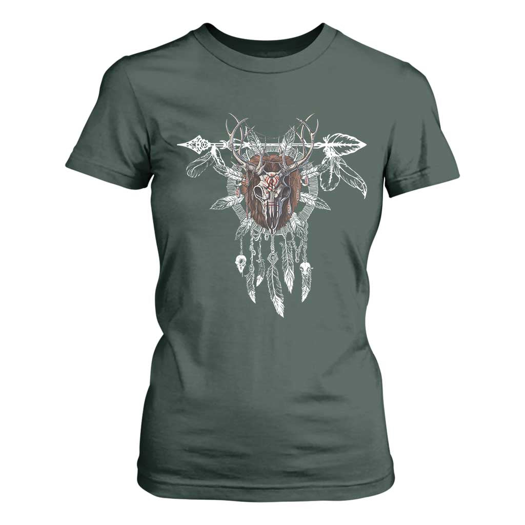 Native American Wendigo Monster Skinwalker Dreamcatcher T Shirt For Women TS11 Dark Forest Green Print Your Wear