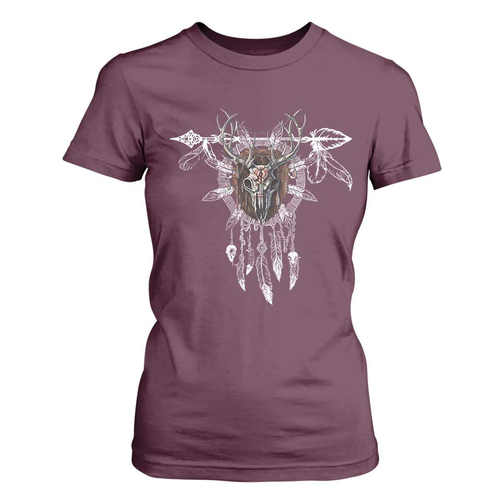 Native American Wendigo Monster Skinwalker Dreamcatcher T Shirt For Women TS11 Maroon Print Your Wear