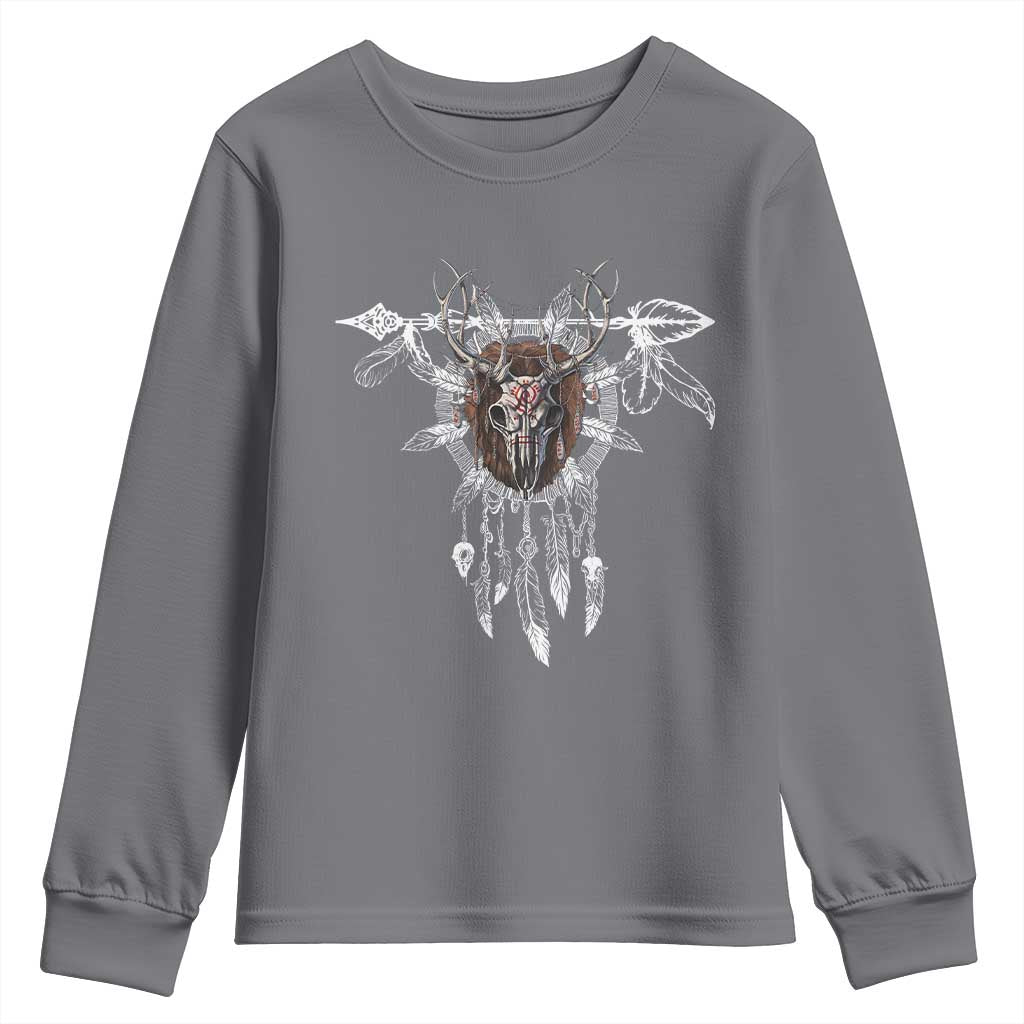 Native American Wendigo Monster Skinwalker Dreamcatcher Youth Sweatshirt TS11 Charcoal Print Your Wear