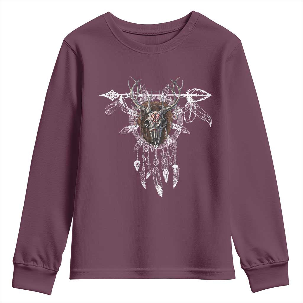 Native American Wendigo Monster Skinwalker Dreamcatcher Youth Sweatshirt TS11 Maroon Print Your Wear