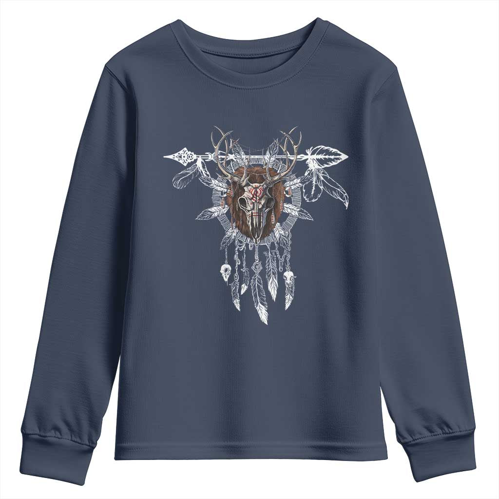 Native American Wendigo Monster Skinwalker Dreamcatcher Youth Sweatshirt TS11 Navy Print Your Wear