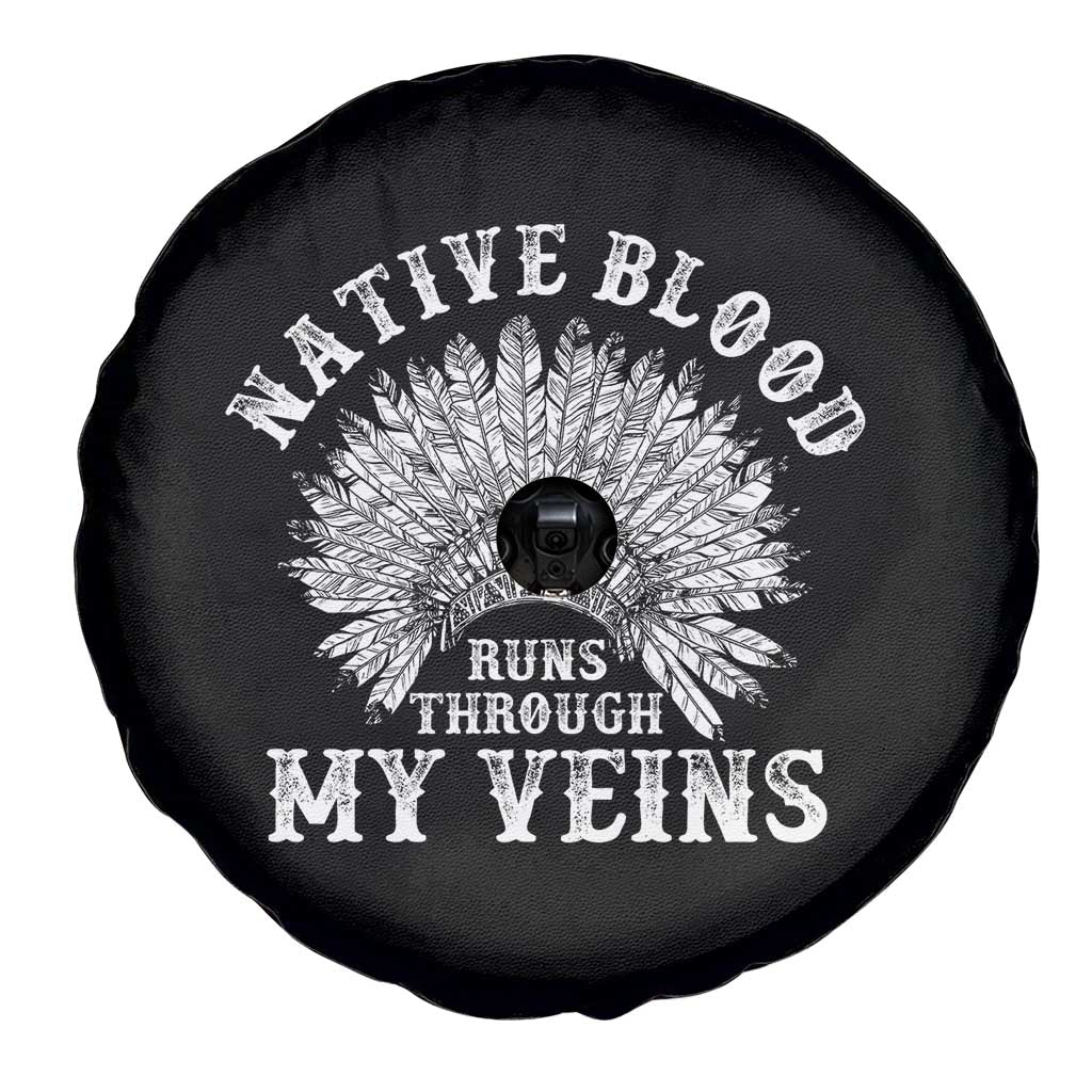 Native Blood Runs Through My Veins Spare Tire Cover Native American War Bonnet TS11 Print Your Wear