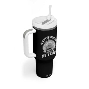Native Blood Runs Through My Veins Tumbler With Handle Native American War Bonnet TS11 Print Your Wear