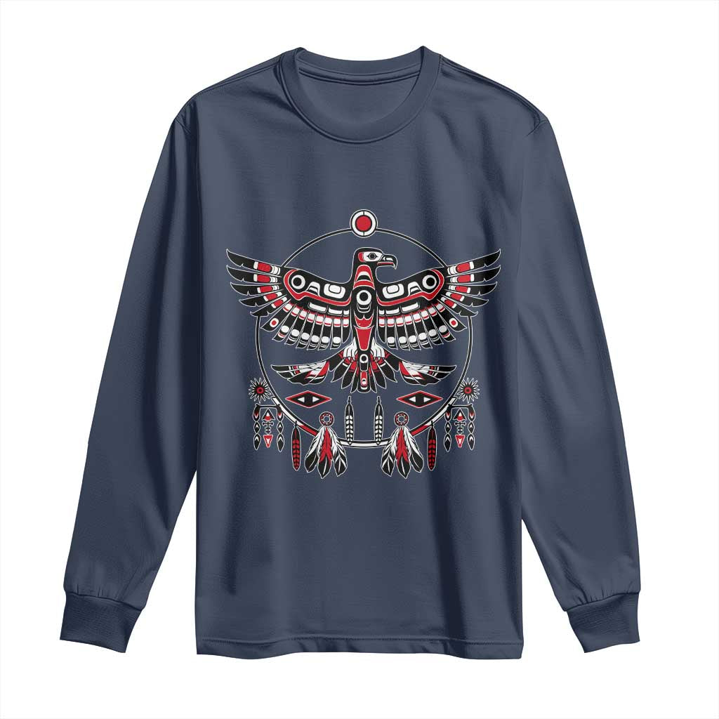 Thunderbird Native American Northwest Coast Art Long Sleeve Shirt TS11 Navy Print Your Wear