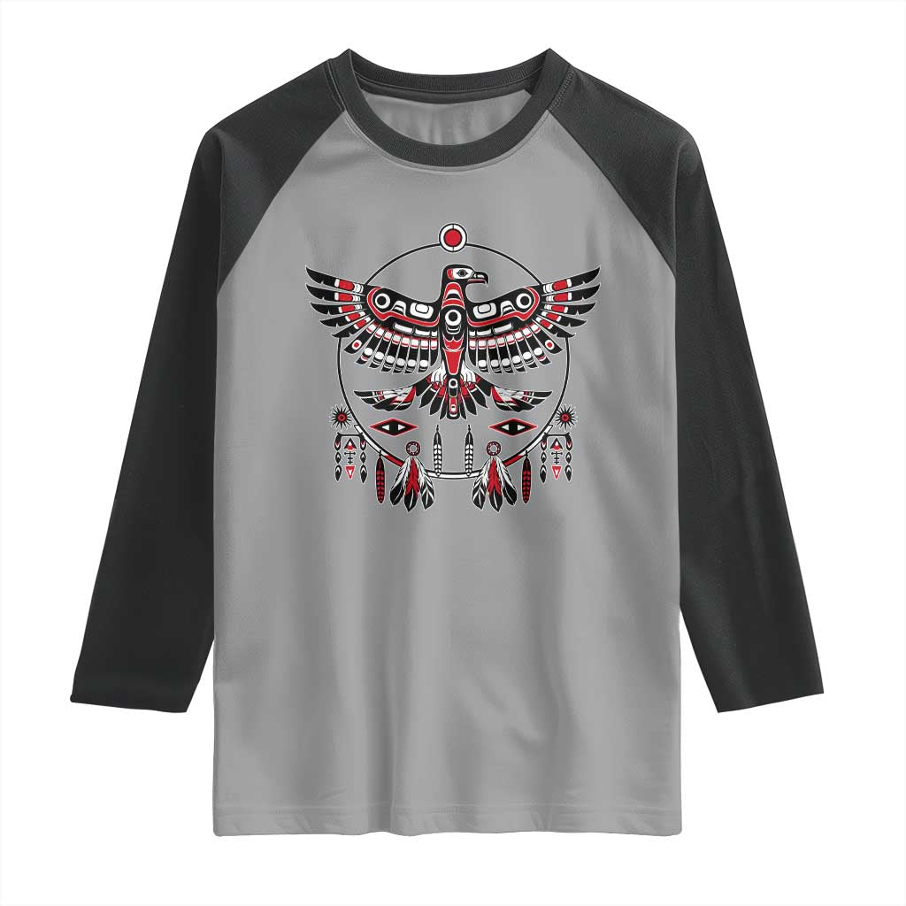 Thunderbird Native American Northwest Coast Art Raglan Shirt TS11 Sport Gray Black Print Your Wear