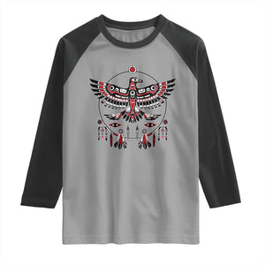 Thunderbird Native American Northwest Coast Art Raglan Shirt TS11 Sport Gray Black Print Your Wear