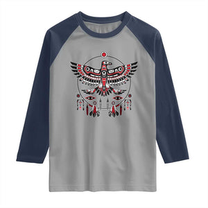 Thunderbird Native American Northwest Coast Art Raglan Shirt TS11 Sport Gray Navy Print Your Wear